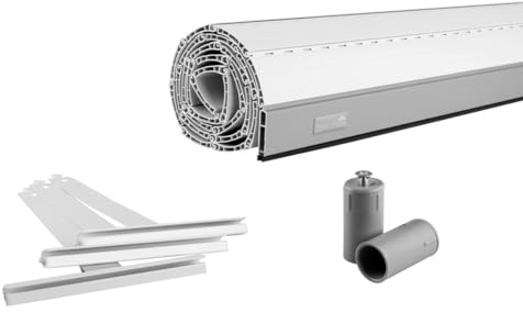 Schellenberg 20094 PVC Mini Roller Shutter Armor Set for 40 mm Steel Tube Shaft - 120 x 140 cm White Can be Shortened in Width Includes Roller Shutter Suspensions, Aluminium End Strip, Stop Plugs