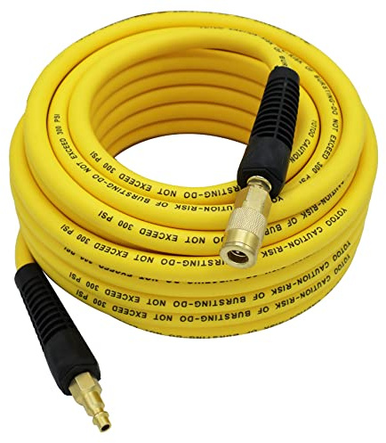 YOTOO Hybrid Air Hose 3/8-Inch by 50-Feet 300 PSI Heavy Duty, Lightweight, Kink Resistant, All-Weather Flexibility with 1/4-Inch Industrial Air Fittings and Bend Restrictors, Yellow