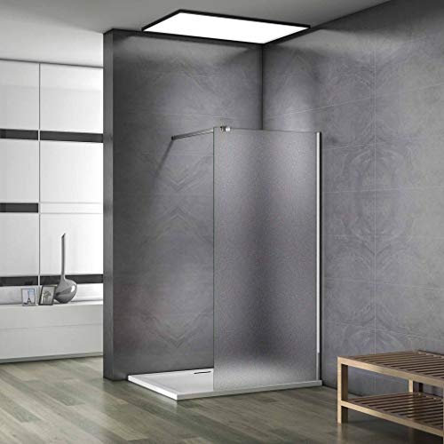 Walk In Parete Per Doccia Vetro Temperato 8mm Anticalcare Satinata-Opaca 100x200 cm Barra Stabilizzatrice Snodabile da 90 cm
