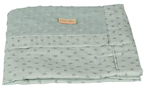 roba Babydecke Lil Planet 80 x 80 cm - für Mädchen & Jungen - Bio Baumwolle - Terry Dots Punkte Motiv - GOTS zertifiziert - Frosty Green