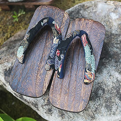 YXCKG Chaussures Traditionnelles du Japon Tongs Geta Été Sandale Homme Pantoufle Sandales en Bois, Sandales Pantoufles en Bois Kimono, Japonaise Sabots Cosplay Pantoufles À Fond Épais
