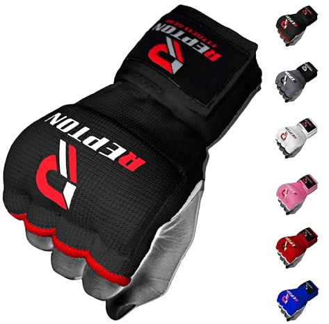 Boxing Hand Wraps Quick 100cm Long Wrist Straps Inner Gloves Boxing for Hand Protection Elasticated, Padded Fist for MMA Martial Arts Combat Gloves for Men Women and Kids (Black, L/XL)