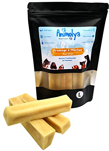 Golosinas para perros – Bastón de queso masticable – 100% natural – Barra resistente – Ocupación y masticación – Higiene dental – Hueso lúdico y saludable – Regalos para mascotas (talla L, juego de 3)