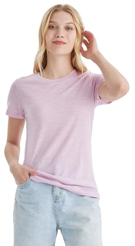 Merino Protect 100% Mérino Tee Shirt Femme Anti-odeurs Sous vêtement Doux Laine Mérinos Manches Courtes T-shirt Respirant Fonctionnel Randonnée
