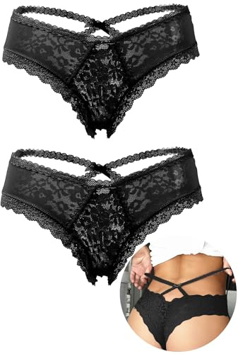 ohyeahlady Tanga Dam Spets Stringtrosa Sexig Hög Midja Trosor Brasiliansk Trosor Underkläder Plus Size T-Back Underkläder