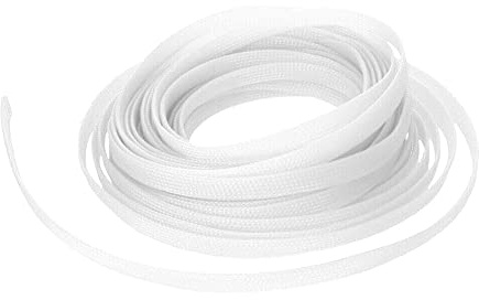MOCNT Tubo flessibile intrecciato in PET da 3 mm, per la gestione dei cavi, per auto, colore bianco, 10 m