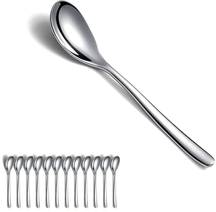 Kyraton Cucchiaini, 12 pezzi cucchiaini da 16 cm in acciaio inossidabile con, cucchiai gelato, cucchiaio da dessert, cucchiaino da caffè, cucchiaino d'oro, cucchiaio d'argento confezione da 12