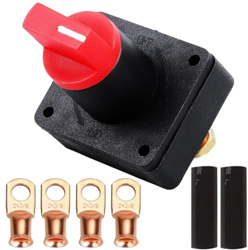 Greluma 1 pezzo Isolatore rotante di disconnessione della batteria, interruttore di interruzione dell'alimentazione da 12-24 V per auto, barca, furgone, camion, camper, roulotte