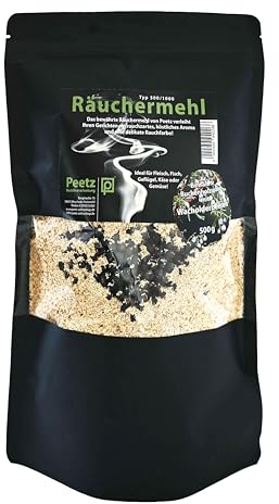 Peetz Farine de fumage, copeaux de hêtre avec baies de genièvre 2 x 500 g (1 kg) Bois de hêtre avec baies de genévrier pour feu d'épargne, pour fumage à chaud et à froid