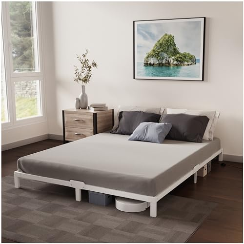 Dreamzie Cama de Metal 180x200 con Somier Blanco - Altura de 25 cm - Somier 180x200 con Patas