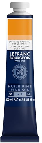 Lefranc Bourgeois 301809 Feine Ölfarbe in hervorragender Qualität,lichtecht mit gleichmäßige Konsistenz, 200ml Tube, ideal für Keilrahmen, Leinwand, Malkarton - Mittelgelb