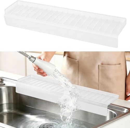 Sink Edge Protector with Suction Cup, 14 20 24 30, Silicone Sink Splash Guard for Kitchen & Bathroom, Protect Countertop from Scratches, Stains, for Stainless Steel Granite Quartz
