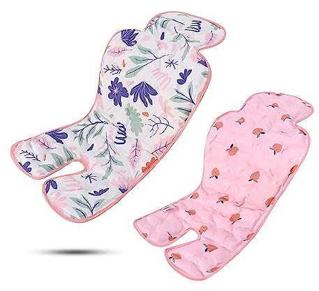 LAT Gel Car Seat Cooler Pad,1 Pack Double Sides-Universal Baby Stroller Ice Cushion Cooler Mat,Multifunctional Summer Cooling Seat Liner for Baby Dining Chair,Child Safety Seat(Pink Flower+Peach)
