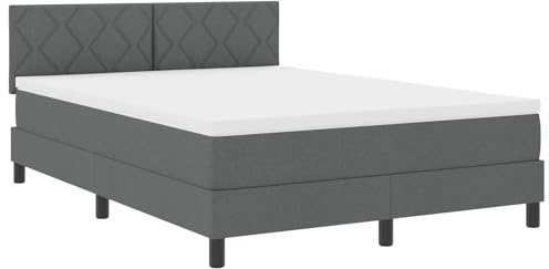 vidaXL Lit à Ressorts avec tête de lit Gris foncé 140 x 200 cm Tissu