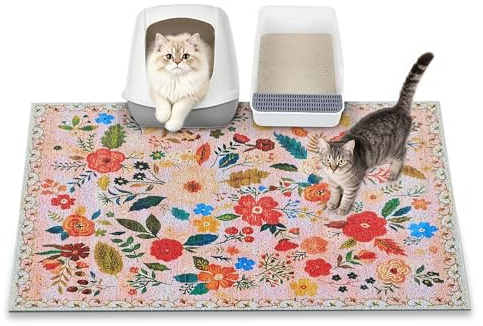 YOSEPATI Cat Litter Mat, 89x58cm Litter Box Mat, Non-Slip Kitty Box Mats