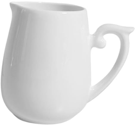 TOBBOMEY Jarra de Porcelana para Leche Pitcher de Blanca con Asa Ergonómica para Servir y Salsas Café y Té Diseño Ligero y Estable para Uso Diario