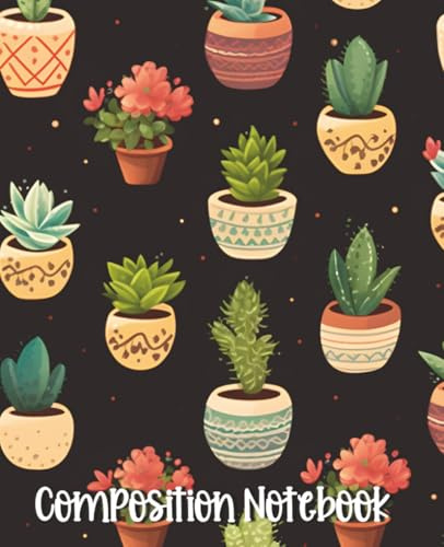 Boho Succulent Composition Notebook – College Ruled 7.5x9.25: 110 lined pages with margin guideline, matte cover, cute plant design for school, journaling, and work