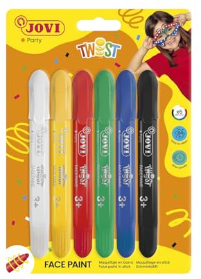 Jovi Twist Gesichtsfarbe, Stiftform, weiche Textur, leicht aufzutragen, auf Wasserbasis, 6 Stifte farblich sortiert
