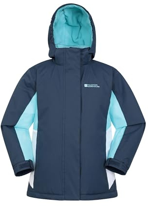 Mountain Warehouse Veste de Ski Honey Enfants - Résistante à la Neige, Poignets réglables, Doublure Polaire, Jupe Pare-Neige intégrée -Parfaite pour Tenir Chaud en Hiver Bleu Marine 9-10 Ans