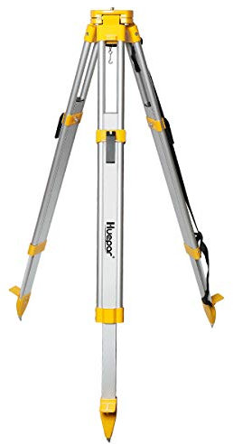 Huepar Aluminum Flat Head Heavy Duty Tripod 1.65m / 65 with 5/8-11 Male Thread, Contractor Tripod with Quick Clamp and Carrying Strap for Total Station, Automatic Optical Level, Rotary Laser - M3Y