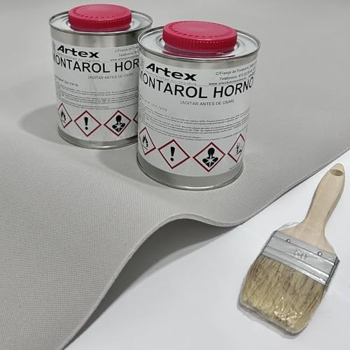 Kit tissu pour tapisser ciel de toit de voiture – 3 m x 145 cm tissu foamisé Gris Clair + 2 L de colle pour tapisserie + pinceau