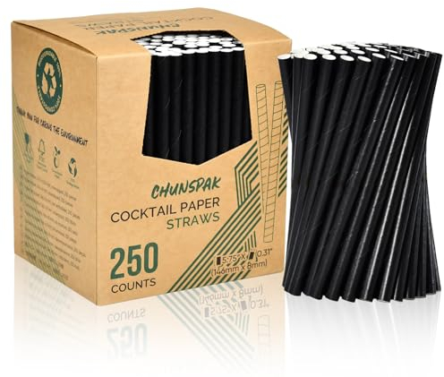 Cannucce di carta usa e getta, 14,6 x 0,8 cm, 250 pezzi, per cocktail, margarita, bevande miste, casa, bar e ristoranti