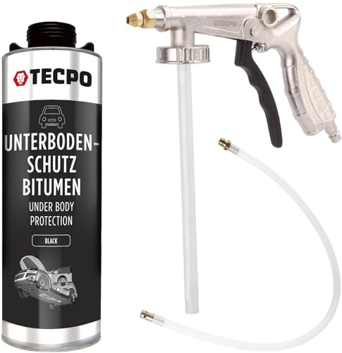 TECPO 1 litro di protezione sottoscocca bitume nero + pistola a spruzzo