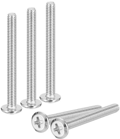 sourcing map Tornillos Phillips de cabeza redonda plana M4 x 40 mm, 50 tornillos Phillips de acero inoxidable 304, rosca completa, acabado brillante, tornillo de conexión de tornillo para muebles