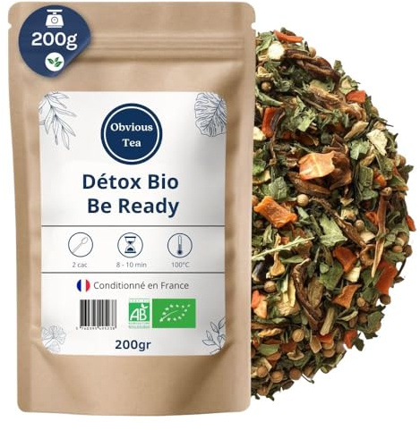 Be Ready Organic Detox Infusion - Löst blad Sencha grönt te, 100% naturligt, GMO-fritt - Ekologiskt jordbruk - Förpackad i Frankrike - 200g påse (100 koppar)