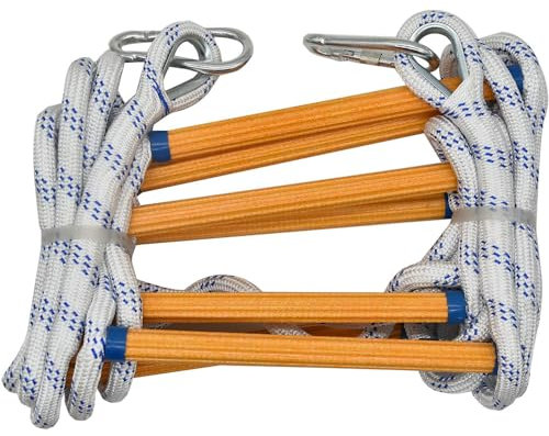 TINMAGI Echelle de Cordes,Échelle de Sauvetage de 15 m/49ft,Échelles de Sécurité avec Mousquetons,avec 2 mousquetons, échelle de Sauvetage pour Balcon, fenêtre, échelle, Utilisation Rapide
