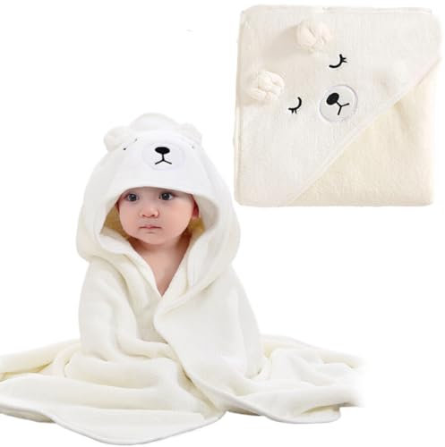 XIJEQOW Baby-Badetuch mit Kapuze, Neugeborenes Handtuch, 80 x 80 cm, Korallenrot, Samt, Polyester