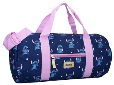 mybagstory - Borsa da Viaggio/Sport per Ragazza – Stitch - Bambino - Scuola - Materna - Asilo - Scuola Primaria - Borsa per Ragazza - Dimensione 45 cm - Tracolla Regolabile - Idea Regalo - Blu