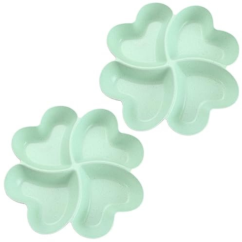 Plato para aperitivos con 4 compartimentos, cuenco para aperitivos, bandeja de aperitivos en forma de corazón, bandeja para aperitivos, plato de frutas, bandeja para aperitivos, plato reutilizable