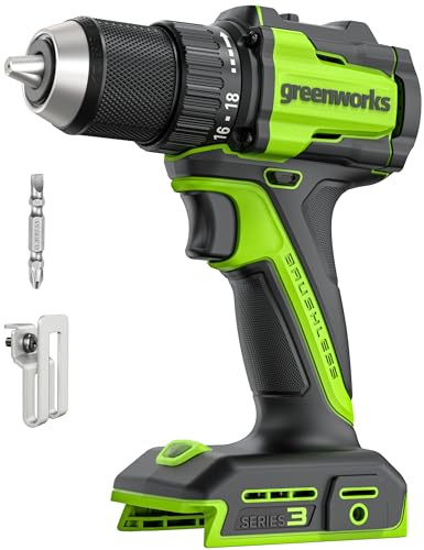 Greenworks 24V Akku Bohrschrauber 45Nm Bohrschrauber/Schlagscharauber, Leichtgewicht, LED Arbeitslicht, 18 + 1 Kupplung ohne USB-C-Batterie und Ladegerät