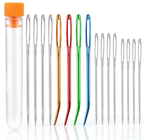 QQdou 16 Pcs Large Eye Blunt Needles, Darning Needle, Yarn Knitting Needles, for Wool, Crochet, Tapestry & Sewing DIY Crafts