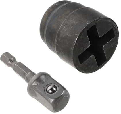 jojofuny Llave de Tubo de Trinquete de Acero al Carbono Diseño Cruzado para Ruedas de Coche, Adaptador de Taladro para Gato Portátil y Uso de Emergencia
