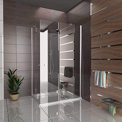 Alpenberger Duschkabine 140 x 90 Eckeinstieg | Glastür Duschwand für Dusche | Duschtür und Seitenteil | Duschabtrennung Duschglaswand aus Sicherheitsglas | Eckduschkabine Glasdusche