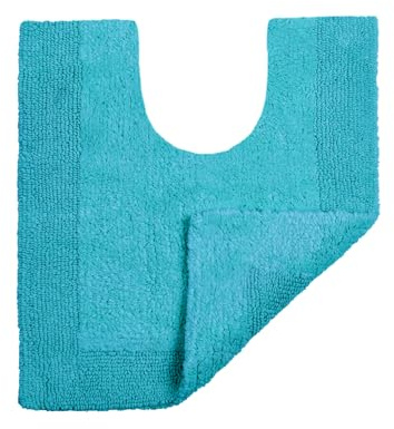 Allure Heavyweight Reversible Pedestal Toilet Mat, 100% Cotton, Super Soft, Washable, Large Size 55cm x 55cm (Turquoise)