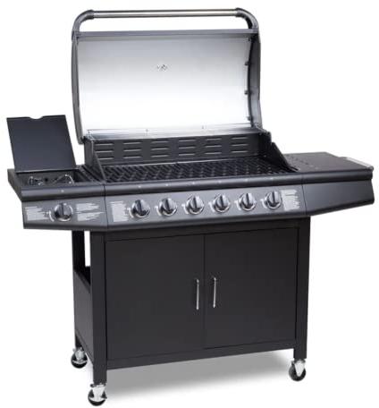 Barbacoa CosmoGrill 6+1 Pro Gas Grill BBQ (negro con cubierta)