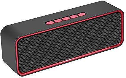Kolaura Portable Wireless Speaker, Bluetooth 5.0 Speaker with 3D Stereo HiFi Bass, 1500mAh Battery, 12 Hour Playtime (Red)