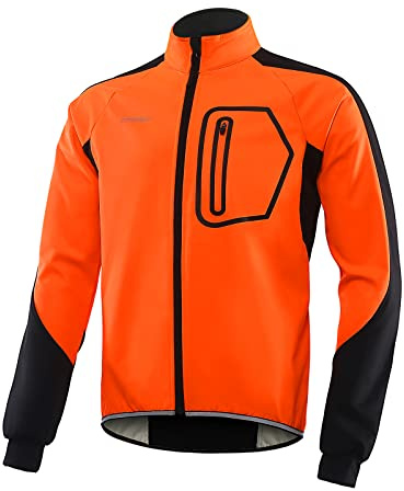 BERGRISAR Cykelcykeljacka herr vattentät termisk vindtät andningsbar vinter cykling vindjacka med 4 fickor BG011, Orange, L