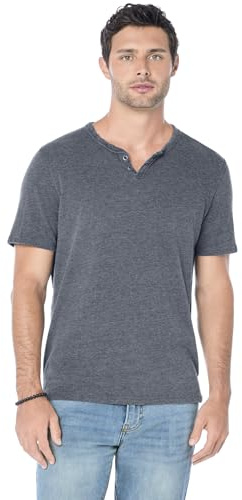 Lucky Brand Burnout Button Notch Shirt Jet Black XL