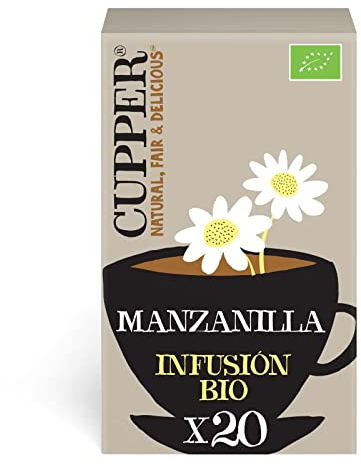 CUPPER Infuso Biologico di Camomilla, Tisana Calmante con Ingredienti Naturali per una Pausa Relax, Gusto Avvolgente, Filtri 100% Biodegradabili, Confezione da 20 Bustine