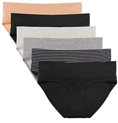 Intimate Portal Umstandsunterhosen Damen Baumwolle Umschlagbar für Schwangerschaft und Wochenbett weich atmungsaktiv 6er Pack Epitome L