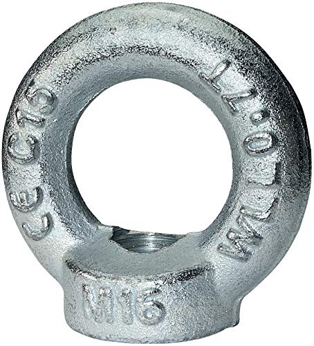 AERZETIX - Dado anulare - Anello di sollevamento/Occhiello M16 - Acciaio zincato - Filettatura femmina - Occhiello per gru - Fai da te - Colore argento - C45443