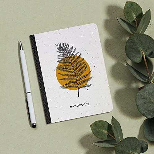 Matabooks, Libretas sostenibles y veganas A6 de papel de hierba, libro de semillas, 102 páginas en blanco, natural, hecho a mano, hecho en Alemania (naranja)