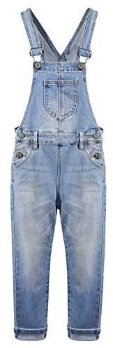 KIDSCOOL SPACE Girl Denim Overalls,Little Big Kid Ripped Jean Workwear