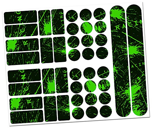 Finest Folia - Set da 34 pezzi di pellicola protettiva per telaio di bicicletta, adesivi MTB BMX, protezione per la catena, pellicola protettiva per vernice R159 R160 (01 Racing Verde Neon)