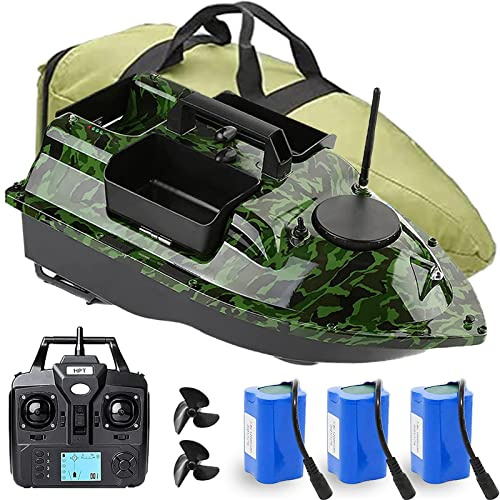 IELSH Barca Esca Radiocomandata da Pesca GPS, RC Barca Dell'esca, Barchino Carpfishing con Un Carico di 2kg con 3 Contenitori per Esche, Telecomando 500M, Batteria 5200/12000 mAh Opzionale