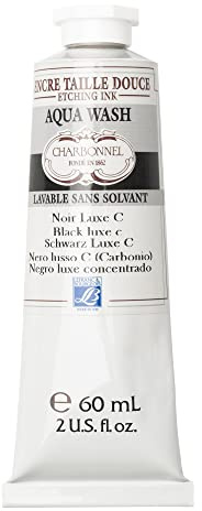 Lefranc Bourgeois 301508 Charbonnel, inchiostro per stampa in rame lavabile all'acqua con eccellente resistenza alla luce, vegano, 100% privo di solventi, tubo da 60 ml, nero Luxe C